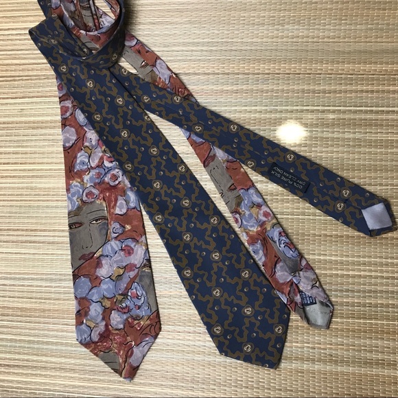 Giorgio Armani 2 Silk Ties Vintage Rust Brown face - Picture 3 of 8